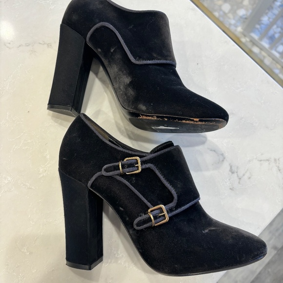 Tory Burch Carley Gray Grigio Velvet buckle bootie. 8.5 Block Heel - Picture 4 of 5